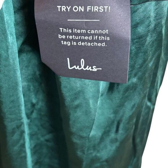 NEW Lulus Perfect Refinement Emerald Green Satin Sleeveless Pleated Maxi Dress - Picture 9 of 12